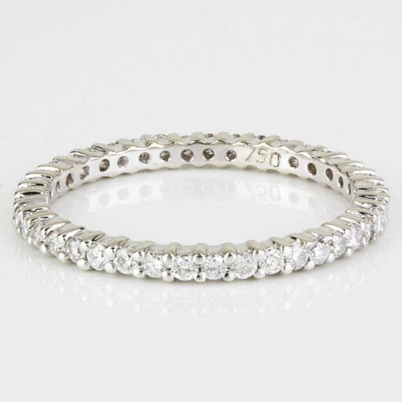 New Jolie 18k White Gold Stackable Diamond Eternity Band - Picture 2 of 3